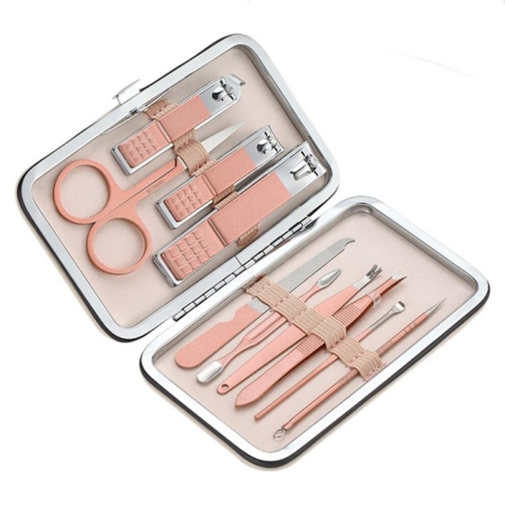Gold 18In1 Stainless Steel Manicure Set Nail Clipper Kit For Pedicure Grooming, Rose Case