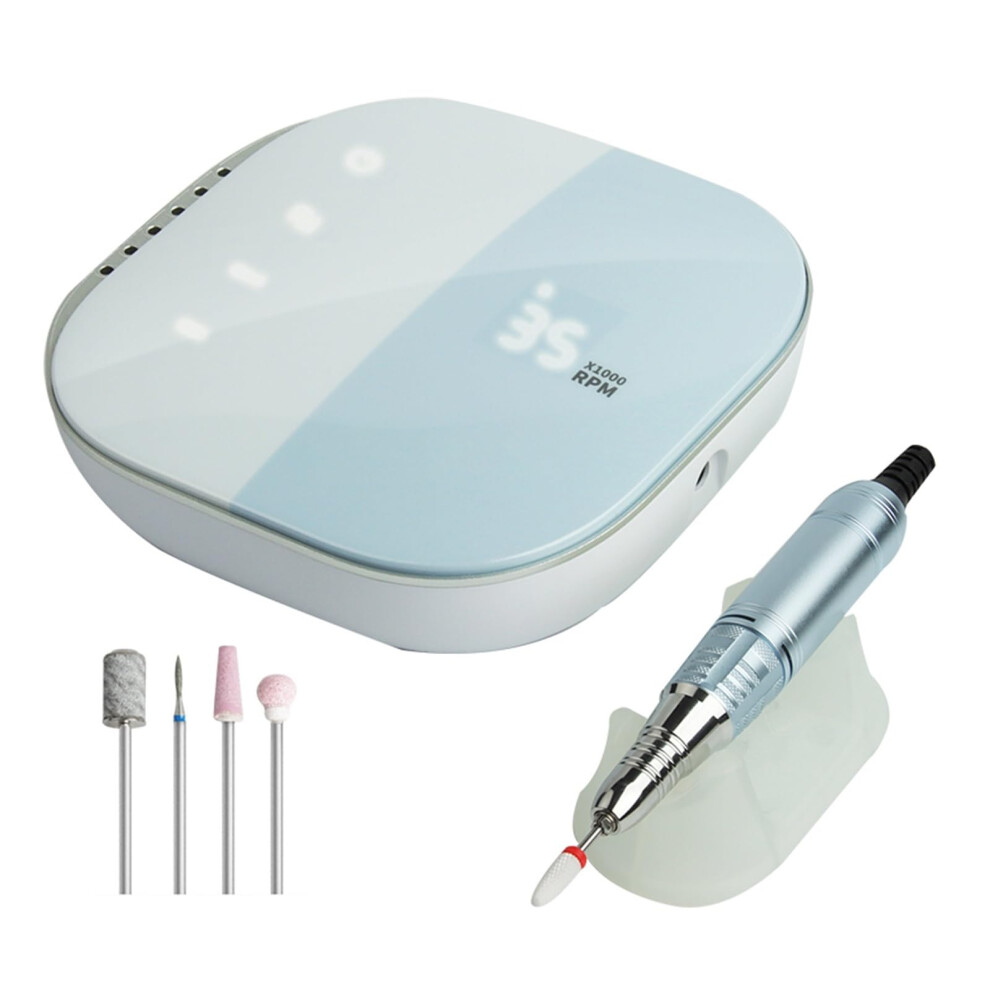 Blue Electric Nail Drill 35000Rpm Speed Low Noise Rechargeable File For Acrylic Nails Manicure Pedicure ( A)