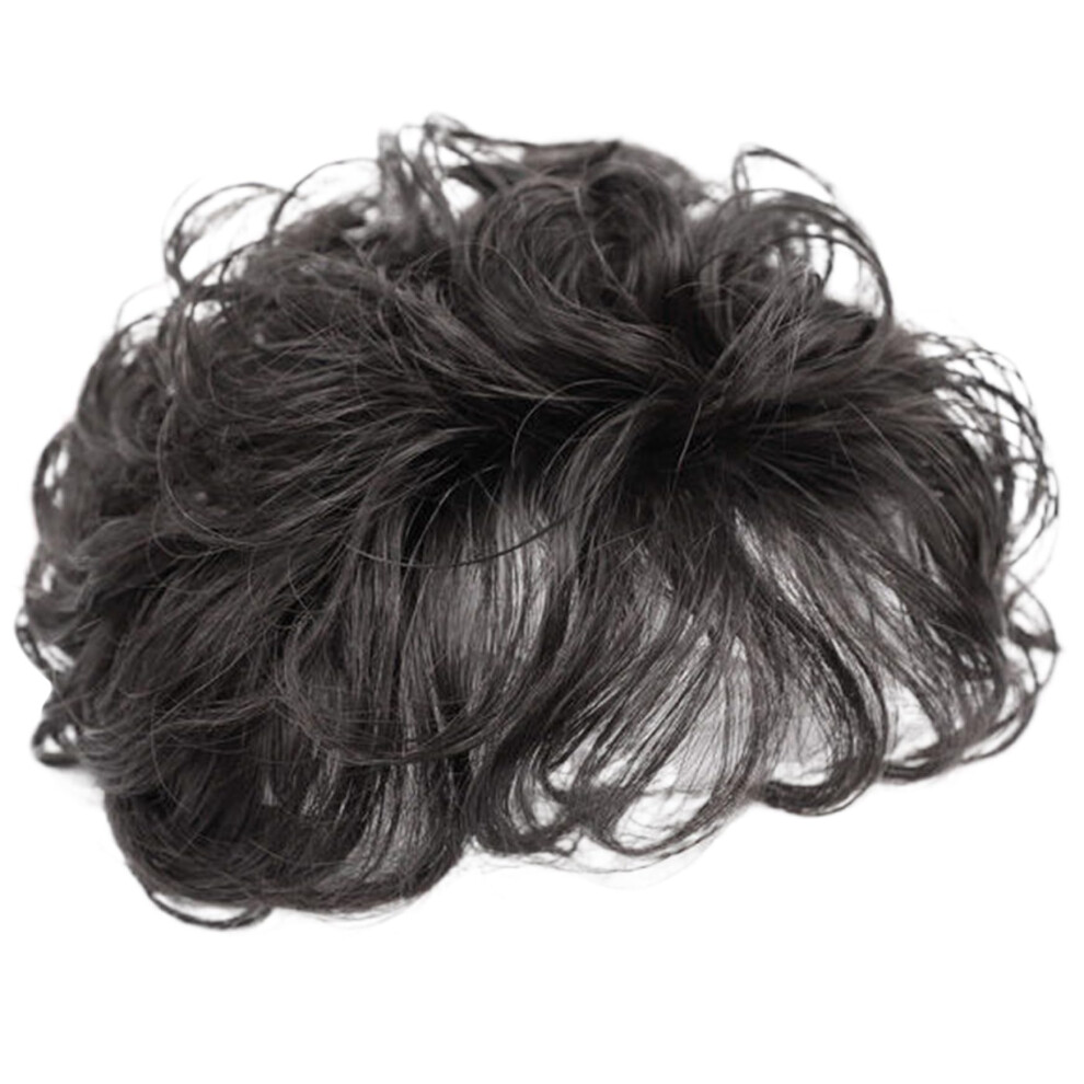 Unisex Black Hair Topper For Women Curly Synthetic With Bangs 5.1In Clip In Hairpieces For Thinning Hair