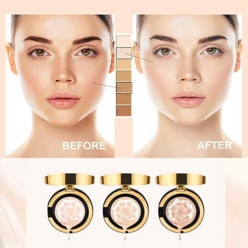 Waterproof Cushion Foundation 23# Natural with Buildable Flawless Coverage and Moisturizing BB Cream 1