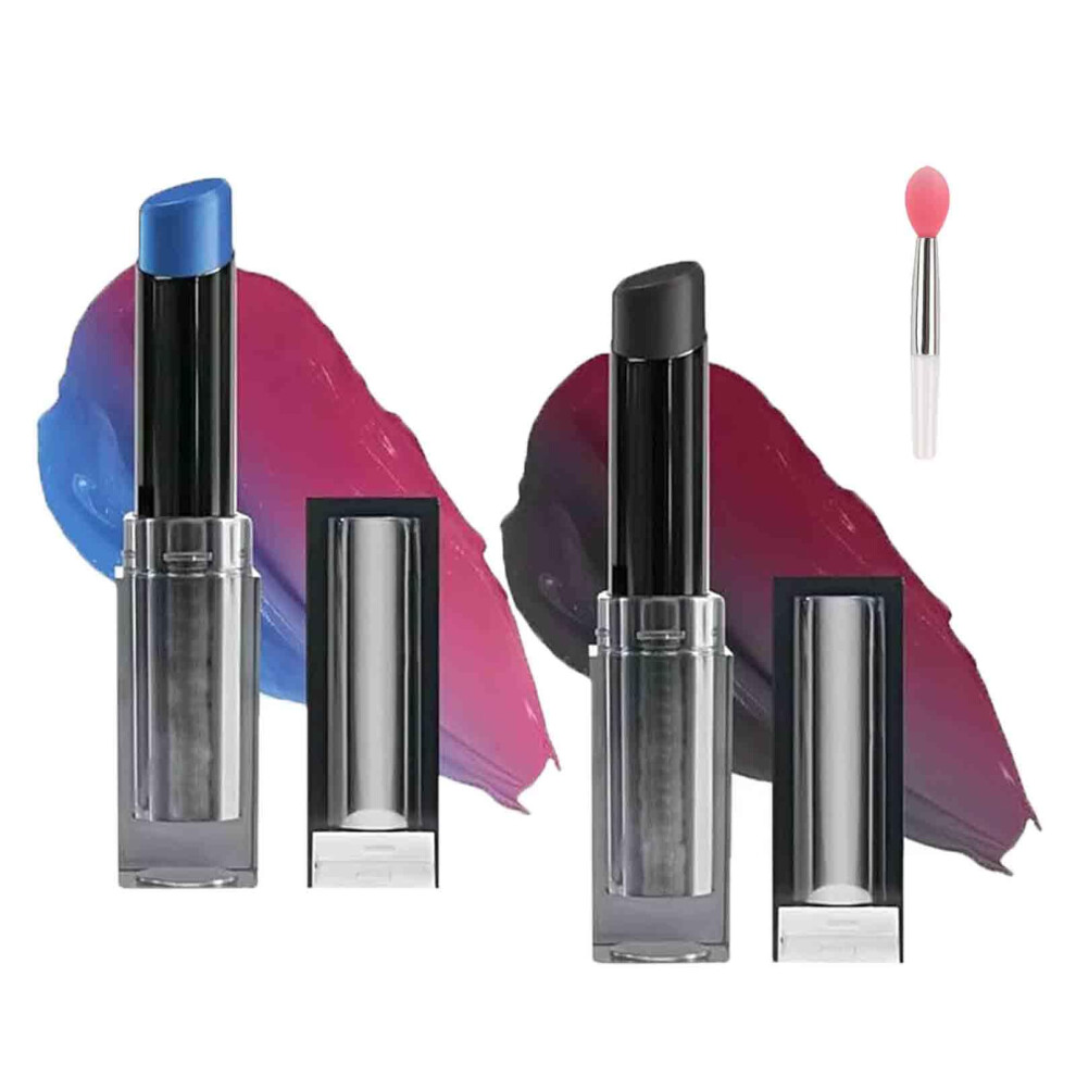 Blue,Black Color Changing Lipstick With Ph Adjusting Tint, Long Lasting Smudge Proof Hydrating Balm Blue Black