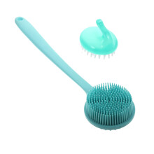Long Handle Silicone Back Scrubber Shower Brush with Gentle Massage Bristles for Sensitive Skin