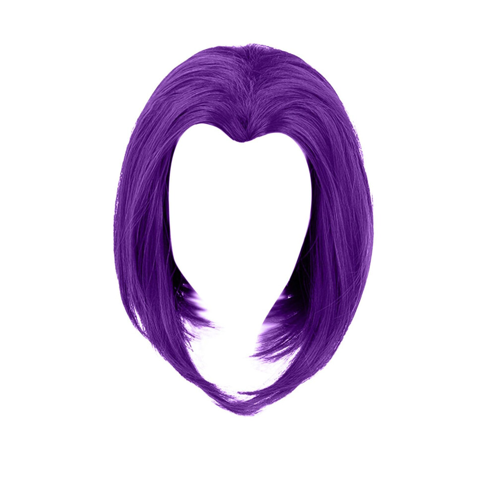 Purple Bob Wig 12 Inch Short Straight Synthetic Hair for Women Cosplay with Natural Hairline