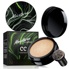 Waterproof Cushion CC Cream Foundation with Mushroom Head Applicator, Full Coverage Natural Shade