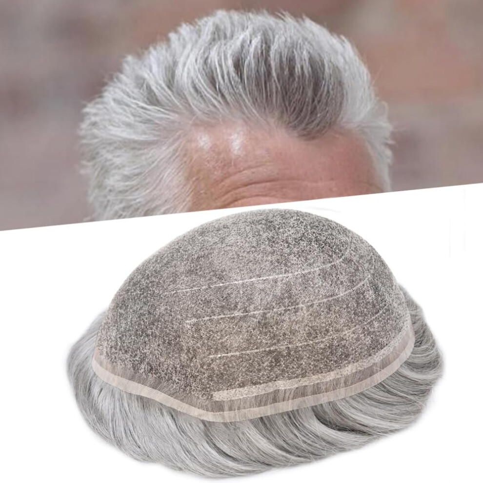 Men's Hair System 8x10 Virgin Human Hair Toupee for Men Full Swiss Lace Natural Hairline Off Black