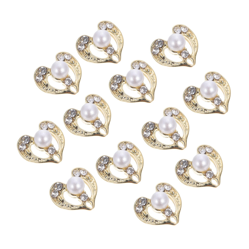 12pcs Metal Heart Nail Charms for Manicure Romantic Durable Nail Art Decorations DIY Studs