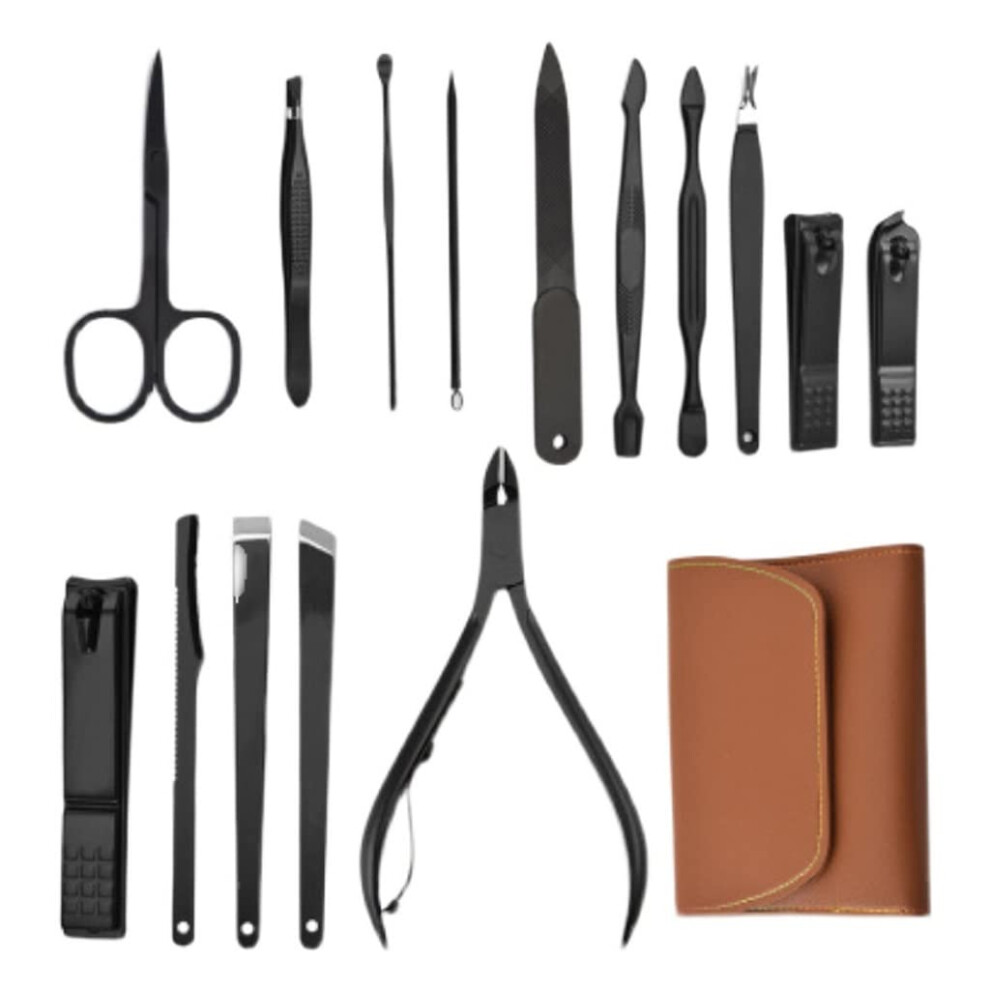 Manicure Set and Pedicure Kit, 16Piece Stainless Steel Nail Clippers Grooming Tools with Case