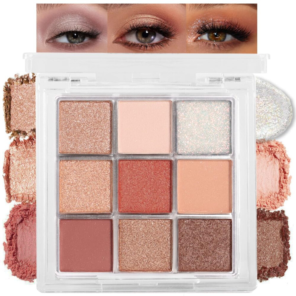 9 Color Eyeshadow Palette, Pigment Matte and Shimmer Neutral Smokey Eye Makeup