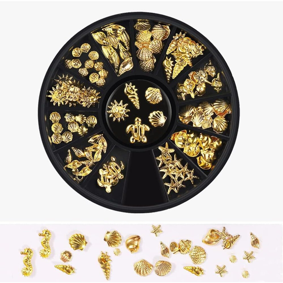 Nail Art Studs 3D Metallic Marine Life Charms Summer Beach Manicure Accessories