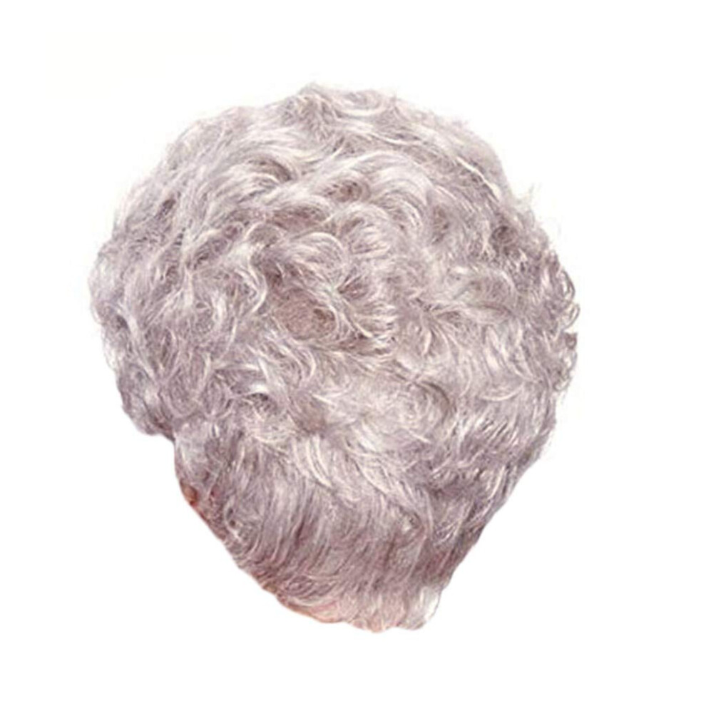 Women's Short Wave Silver Synthetic Wig with Closure, Adjustable Cap, HeatResistant Fiber