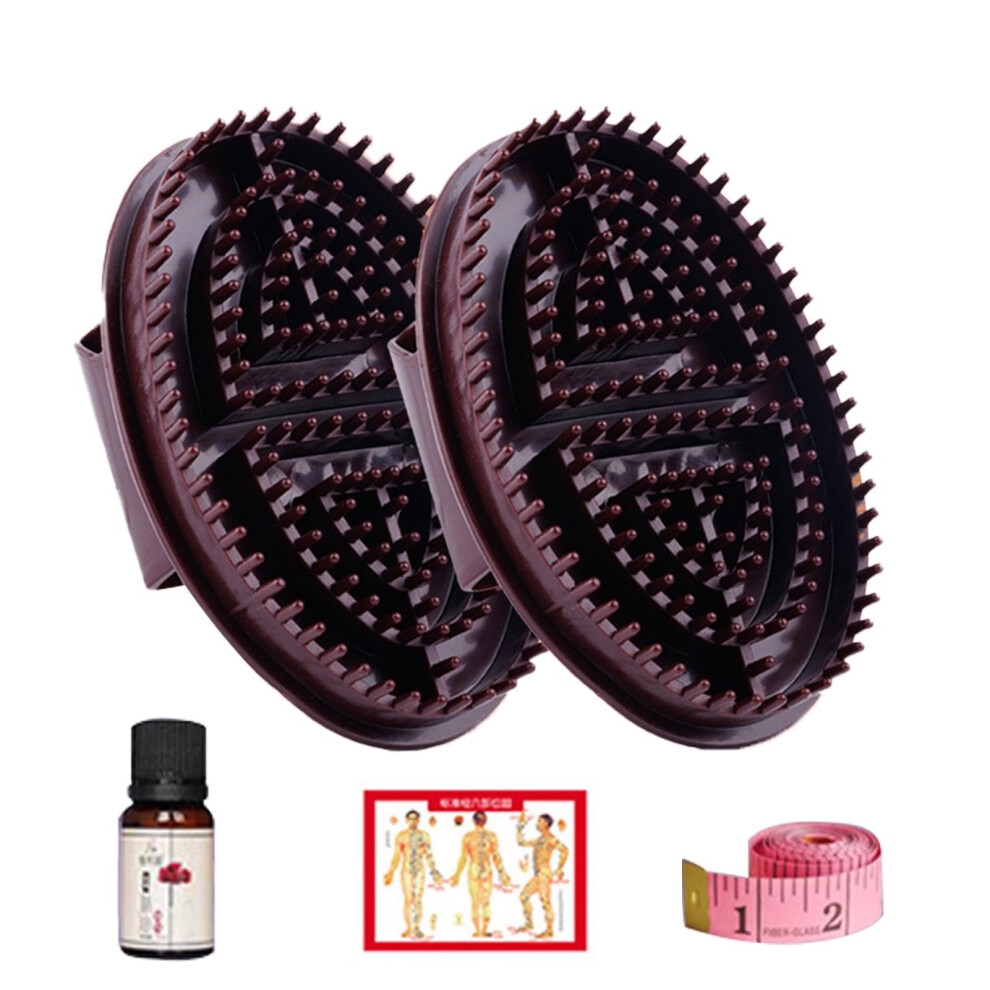 Brown Massage Brush With Ergonomic Grip For Full Body Relaxation, Meridian Massage Tool For Salon Use