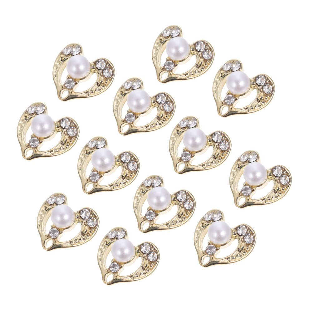 Heart Nail Charms 12pcs Elegant Metal Studs for DIY Nail Art Decorations and Professional Manicure