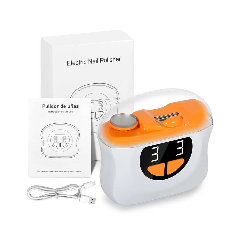 Electric Nail Clipper With Led 3Speed Rechargeable Automatic Nail Trimmer With Debris Storage For Baby, Adult And Senior (Orange) Light/Orange
