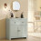 Homcom (Green) HOMCOM Sideboard, Kitchen Storage Cabinet w/ Adjustable Shelf, Drawer 9
