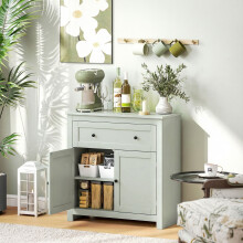 (Green) HOMCOM Sideboard, Kitchen Storage Cabinet w/ Adjustable Shelf, Drawer