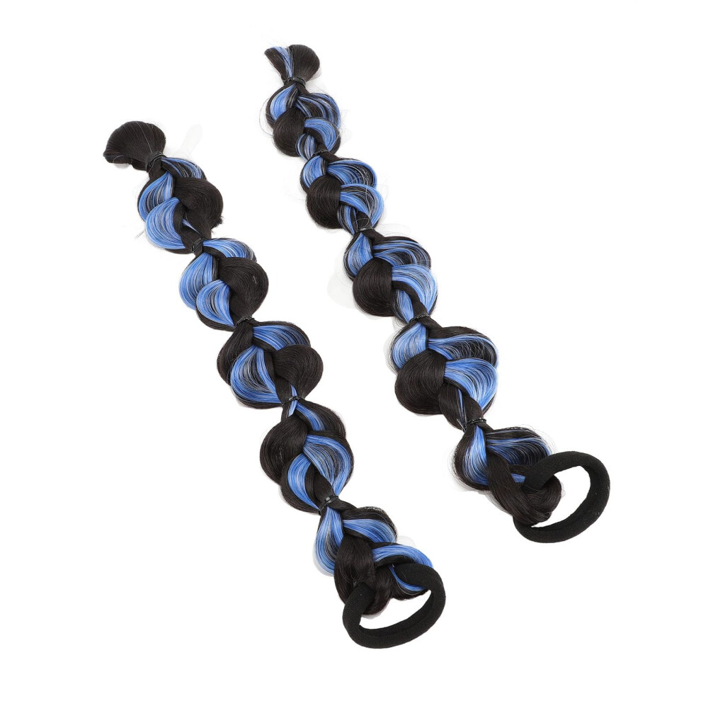 Unisex Blue,Black,Brown Bubble Braid Ponytail Extension For Women Long Synthetic Braided Hairpiece Brown Black Haze Blue