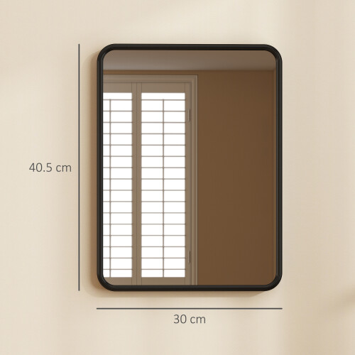 Homcom (S) HOMCOM Rectangular Mirror with Metal Frame, Decorative Wall Mirror, Black 2