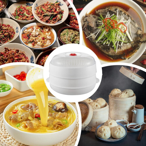 Microwave Steamer with Lid and Tray BPA  Stackable Cooker for Healthy Vegetable Prep 2
