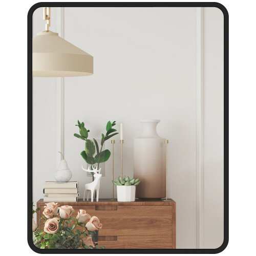 Homcom (M) HOMCOM Rectangular Mirror with Metal Frame, Decorative Wall Mirror, Black 1