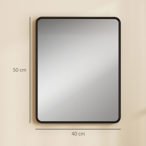 Homcom (M) HOMCOM Rectangular Mirror with Metal Frame, Decorative Wall Mirror, Black 2