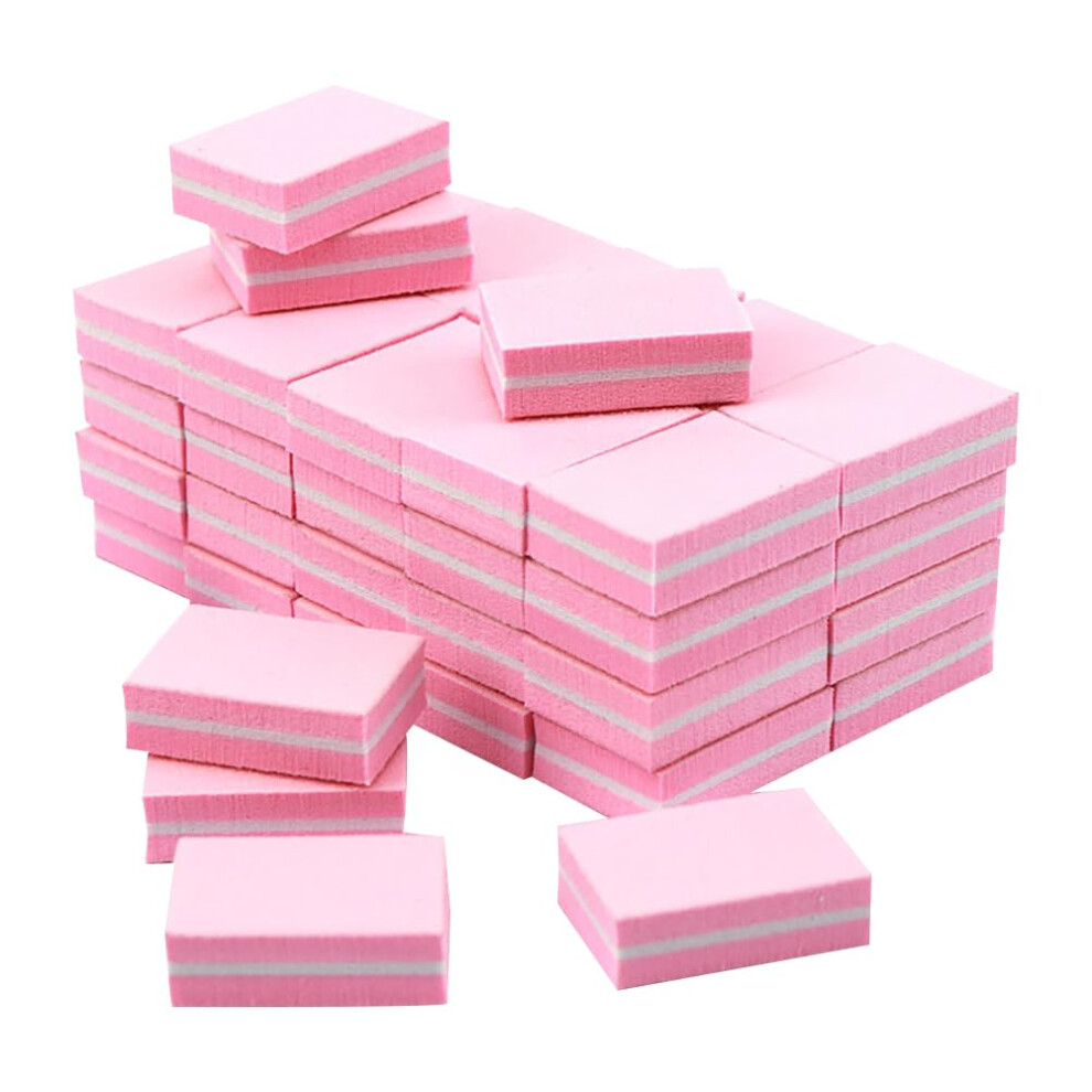 Pink 50 Pcs Professional Nail Buffer Blocks Dualsided Buffing Sponges For Salon And Home Manicure