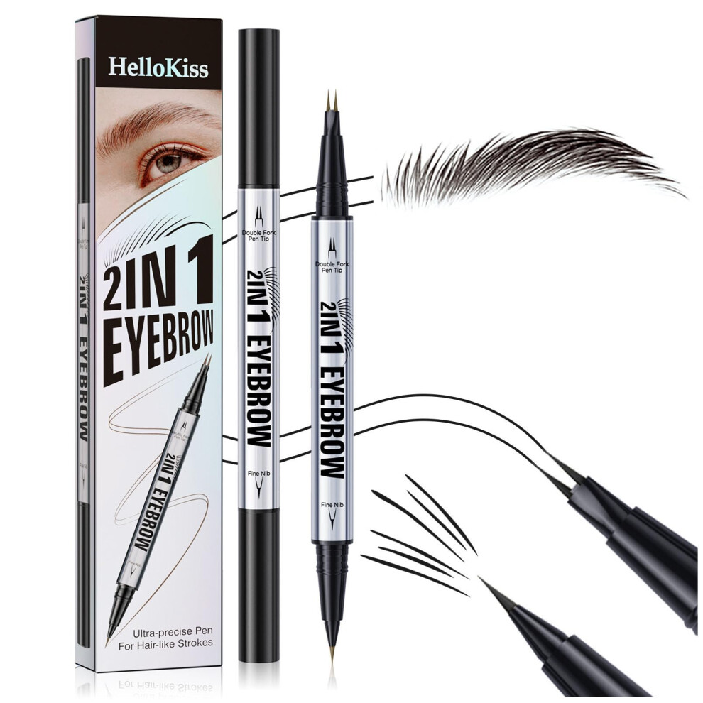Black 2In1 Waterproof Microblading Eyebrow Pencil With Natural Longlasting Hairlike Strokes, 05