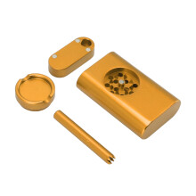 Grinder per sigarette in lega di alluminio mini con tubo per tabacco, dorato