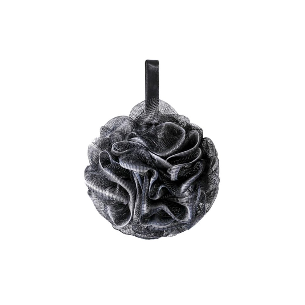 Black Large Bath Sponge Pouf For Men And Women With Rich Lather And Gentle Exfoliation,