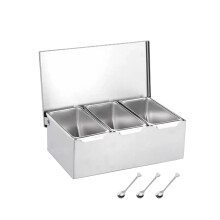 (Three Grids) Multi Compartments Storage Box Spice Racks Space Saving Organizer