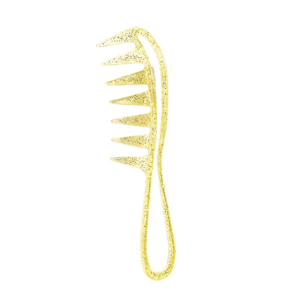 Unisex Yellow Wide Tooth Detangling Hair Comb For Curly And Thick Hair With Gentle Scalp Massage And Frizz Reduction