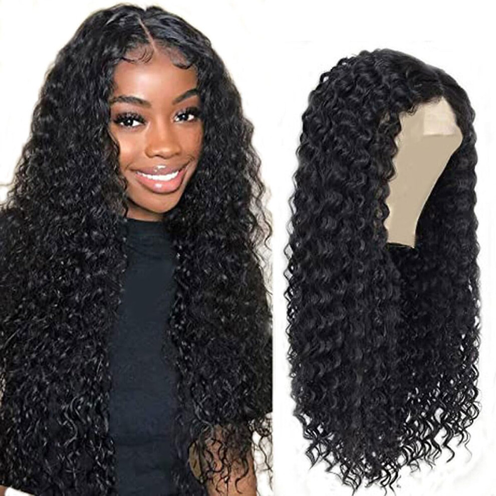 Unisex Human Hair Wig 5X5 Water Wave Lace Closure 100% Virgin Brazilian Remy Glueless For Women 14 Inch