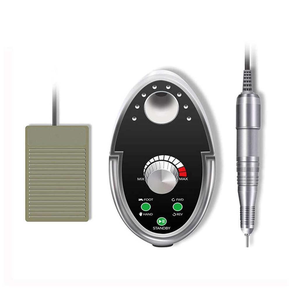 Silver Professional Electric Nail Drill 35000 Rpm For Acrylic Nails Manicure Pedicure Rechargeable