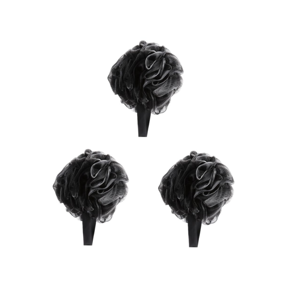 Black 3Pcs Charcoal Fiber Bath Sponge And Shower Loofah For Gentle Exfoliation And Deep Cleansing