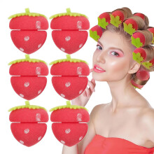 Heatless Hair Curlers Strawberry Foam Rollers 6/12pcs Overnight Styling for Long and Short Hair