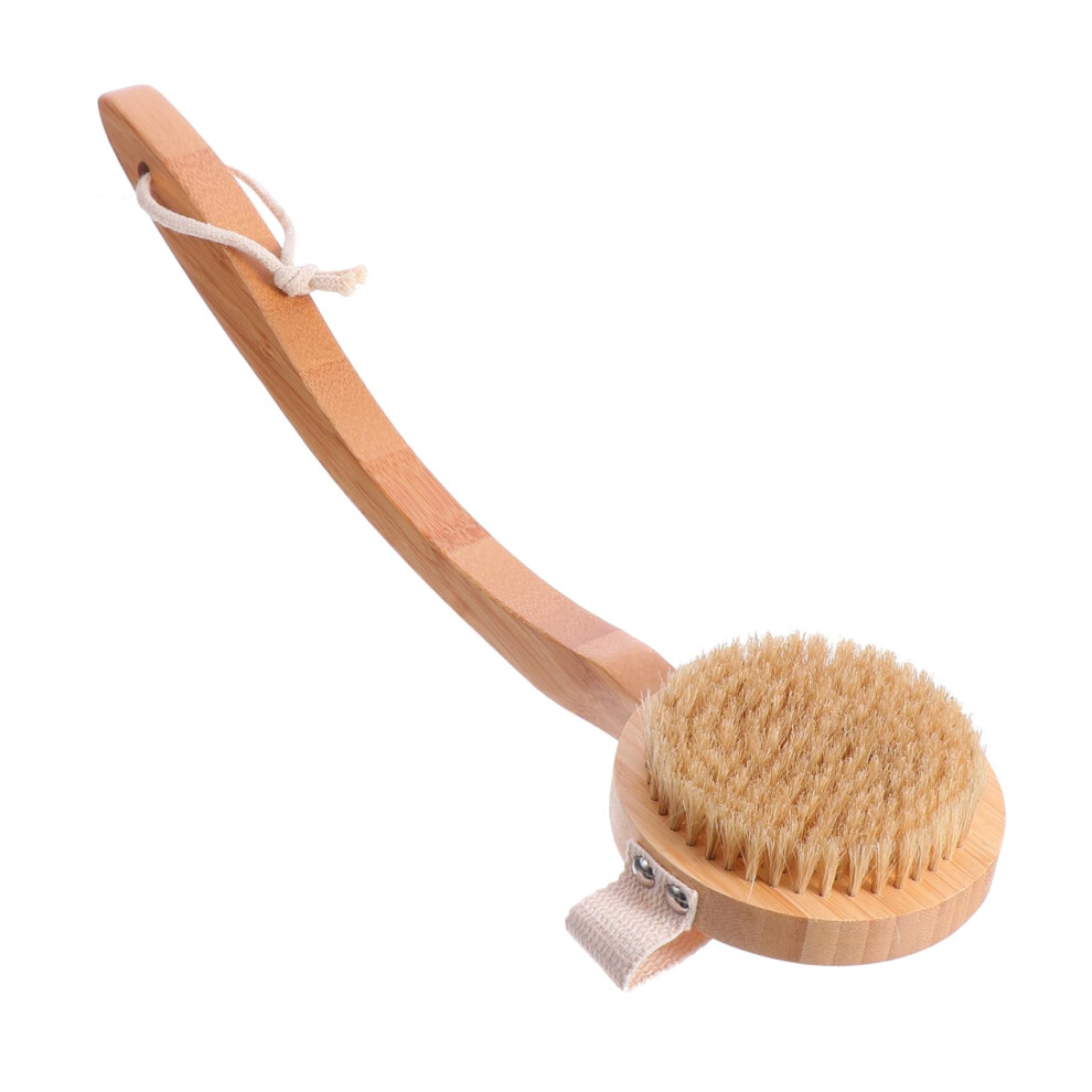 Wooden Bath Brush with Soft Bristles Long Handle Back Scrubber for Gentle Skin Cleansing