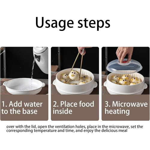 Microwave Steamer with Flavor Lock Technology for Vegetables, Rice, Dumplings and Stackable Storage 2