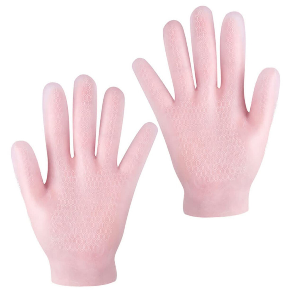 Moisturizing Gloves for Women Deep Hydration Overnight Spa Treatment Reusable Soft Pink Pair