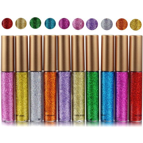 Vegan υγρό eyeliner με γκλίτερ χωρίς σκληρότητα, μεταλλικό αδιάβροχο στυλό μακιγιάζ