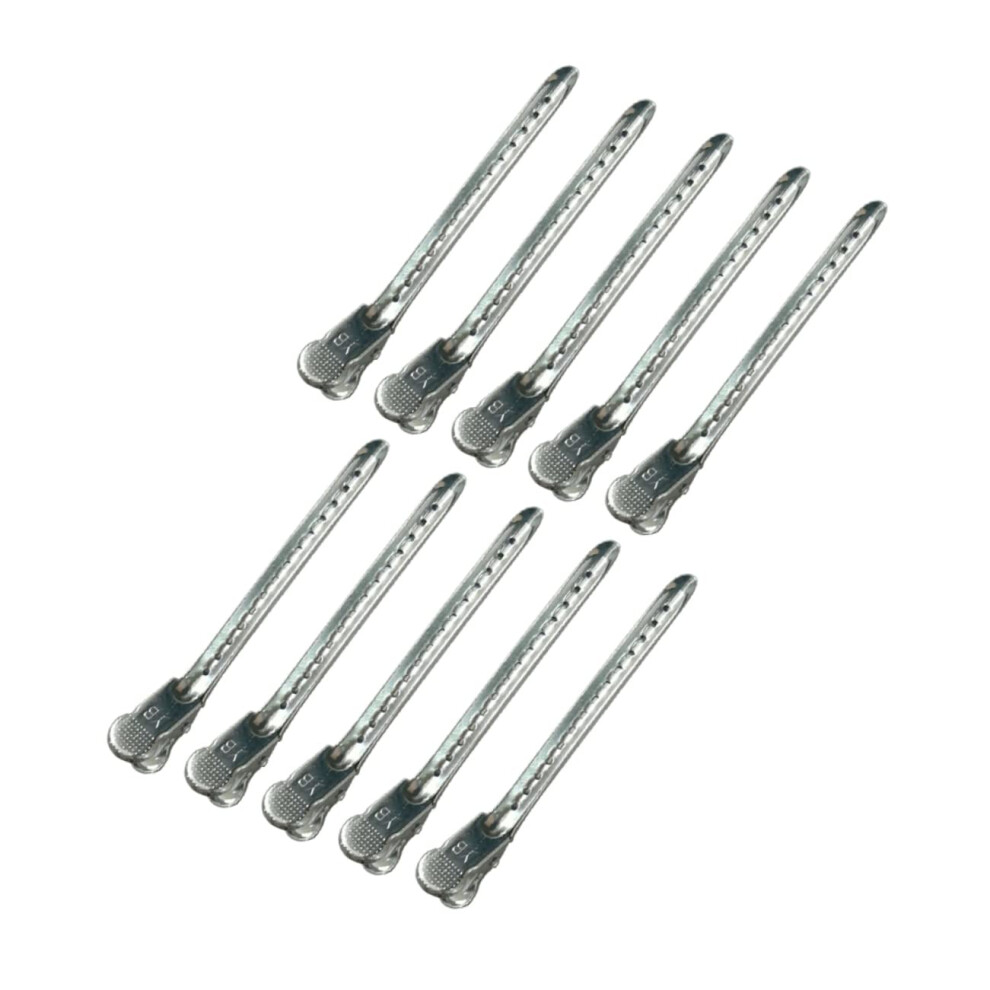 Unisex Hair Sectioning Clips 10Pcs Nonslip Double Hinge Metal For Thick Or Thin Hair Styling Salon Use