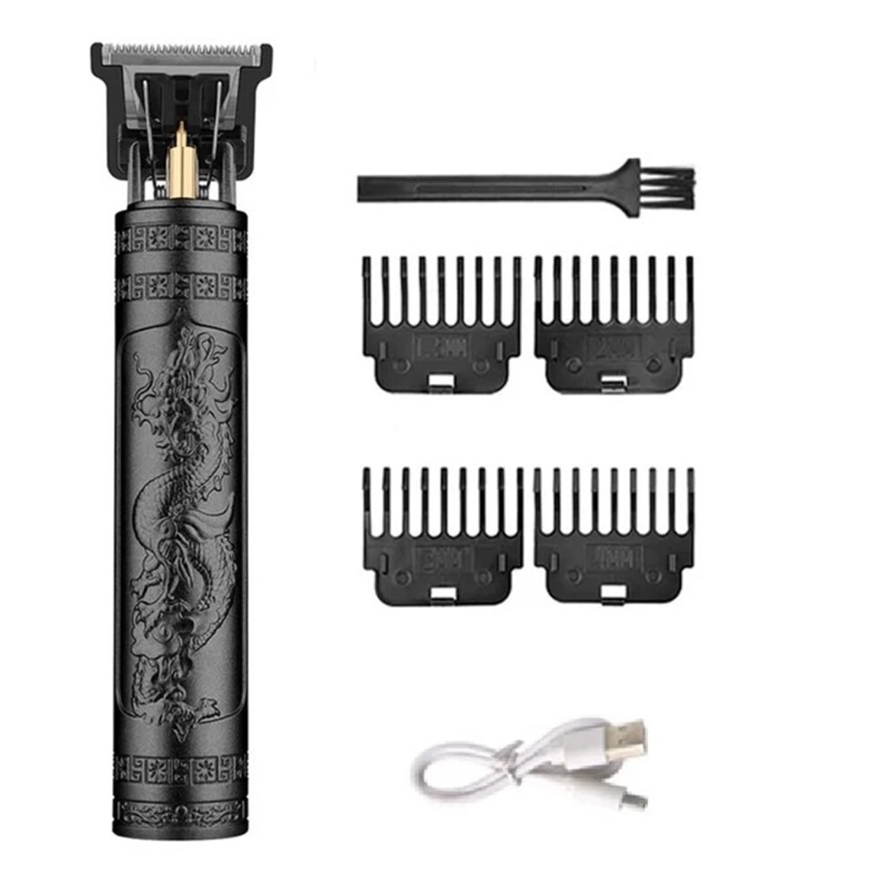 Black Hair Clippers Professional Rechargeable Electric Hair Trimmer For Men With Stainless Steel Blades