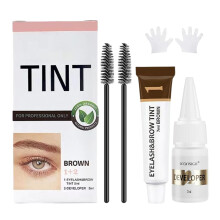 Natural Brown Eyelash and Eyebrow Tint Kit, 2 in 1 Long Lasting Waterproof Brow and Lash Dye