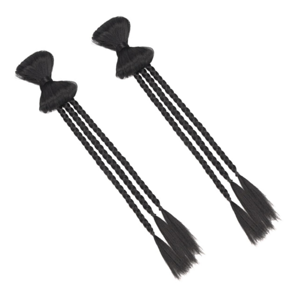 Unisex Black Braided Ponytail Extension Synthetic Long Braid Wig Hairpiece For Women Easy Quick Attachment