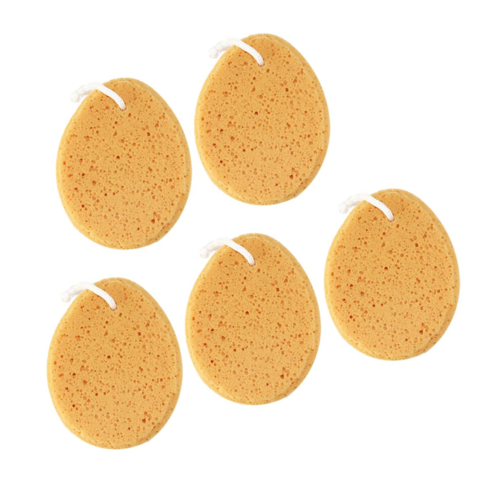 Yellow Bath Sponge Set 5Pcs Extra Soft For Sensitive Skin, Gentle Shower Pouf With Rich Lather