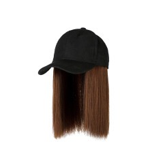 Long Hat With Attached Baseball Hair Wig Straight Hair Adjustable Peaked Cap For Girls 43 Cm One Size