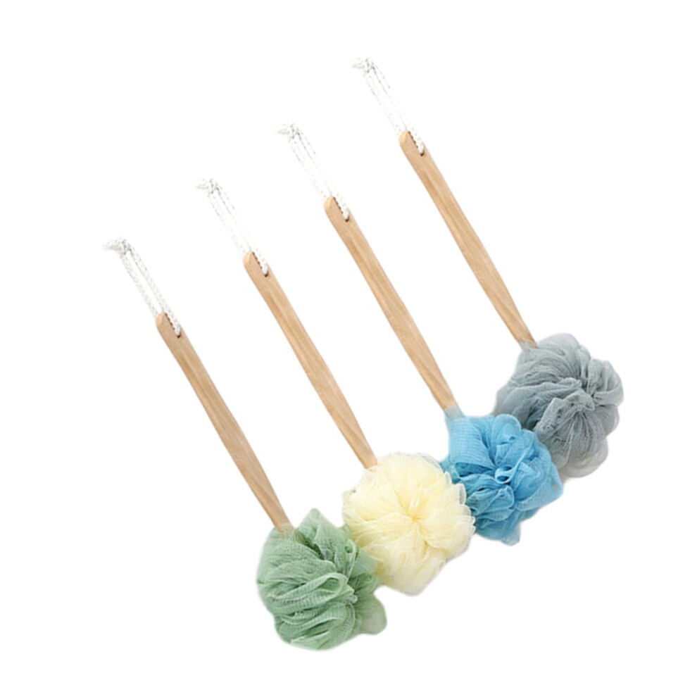 Bath Brush with Long Handle for Gentle Exfoliation Loofah Shower Scrubber Wooden Body Brush 4pcs
