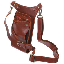 Barber Scissor Holster PU Leather Tool Belt with Multiple Pockets and Adjustable Waist Strap Brown