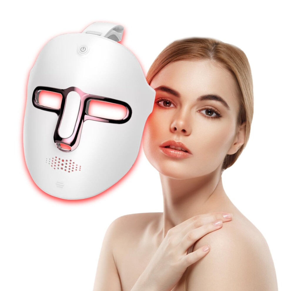 Light Led Face Mask With 7Color Therapy, Cordless Rechargeable Facial Mask For Skin Care At Home