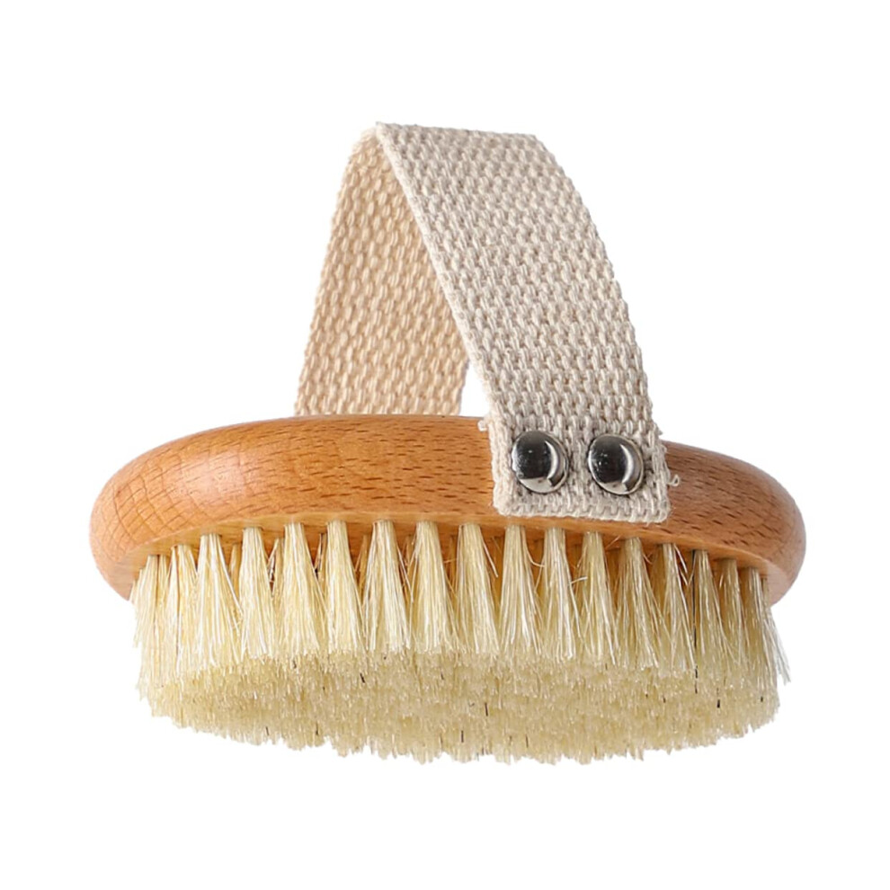 Natural Boar Bristle Bath Brush for Gentle Skin Exfoliation and Back Scrubbing in Shower