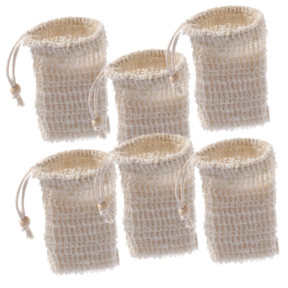 Natural Sisal Soap Saver Bag Set of 6 with Gentle Exfoliation and Rich Lather for Travel and Home