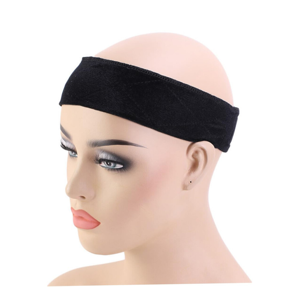 Unisex Black Wig Grip Band 2Pcs Nonslip Adjustable Wig Headband Breathable Velvet For Secure Comfort